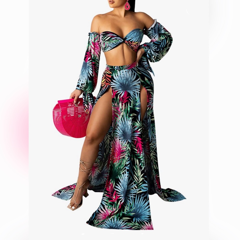 Tropical Maxi Skirt Set 🌴💙